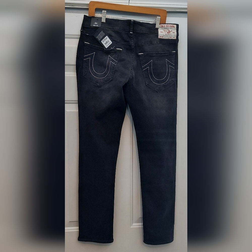 TRUE RELIGION ROCCO SN SKINNY MEN'S WASHED COAL GREY JEANS SIZE 34 X 32 NWT $159